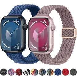 Slim Nylon Strap For Apple Watch Band 44mm 40mm 45mm 49mm 44 mm magnetic buckle Braided Bracelet iWatch series 9 se 7 3 8 Ultra