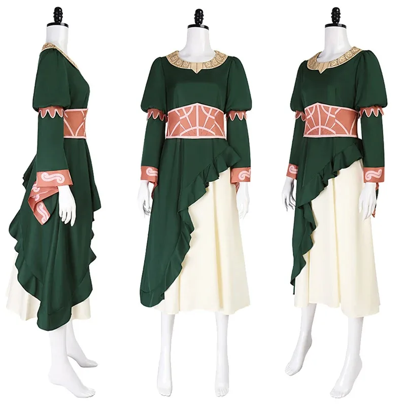 Galadriel Gaun Panjang Retro Abad Pertengahan Wanita Cincin Kostum Cosplay Wanita Setelan Pesta Karnaval Halloween Pakaian Roleplay Dewasa