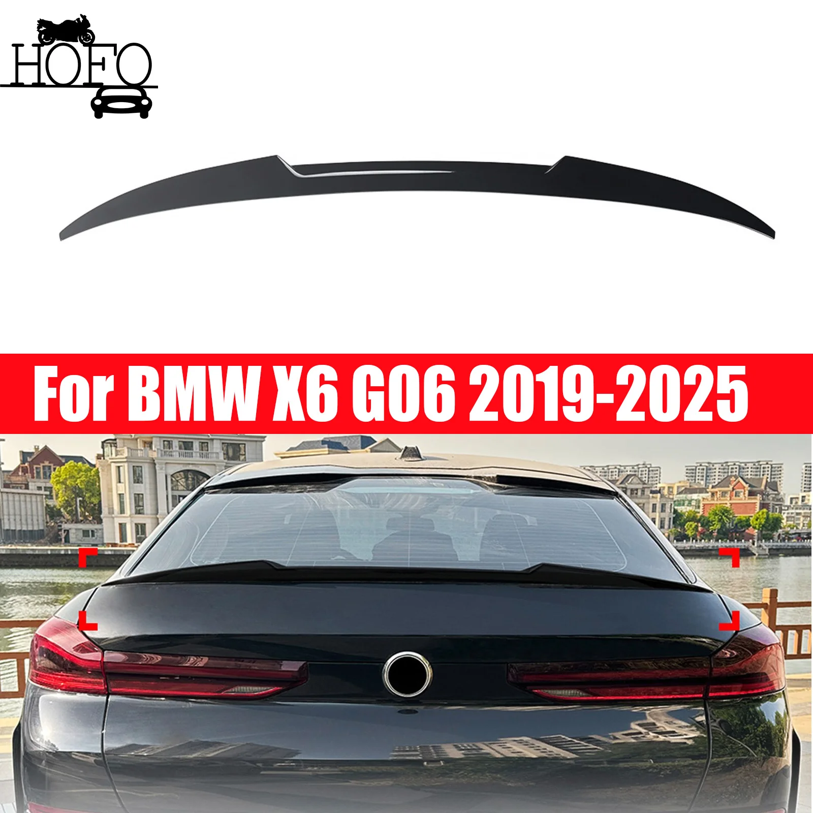 

Rear Trunk Spoiler Tail Wings For BMW X6 G06 2019-2025 2020 2021 2022 2023 2024 Roof Wing Accessories