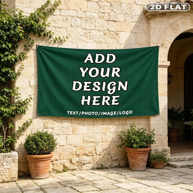 2D FLAT 1pc Custom Large Banner - Durable Polyester, Suitable for Business Events and Birthday Party Custom Indoor/Outdoor Decor