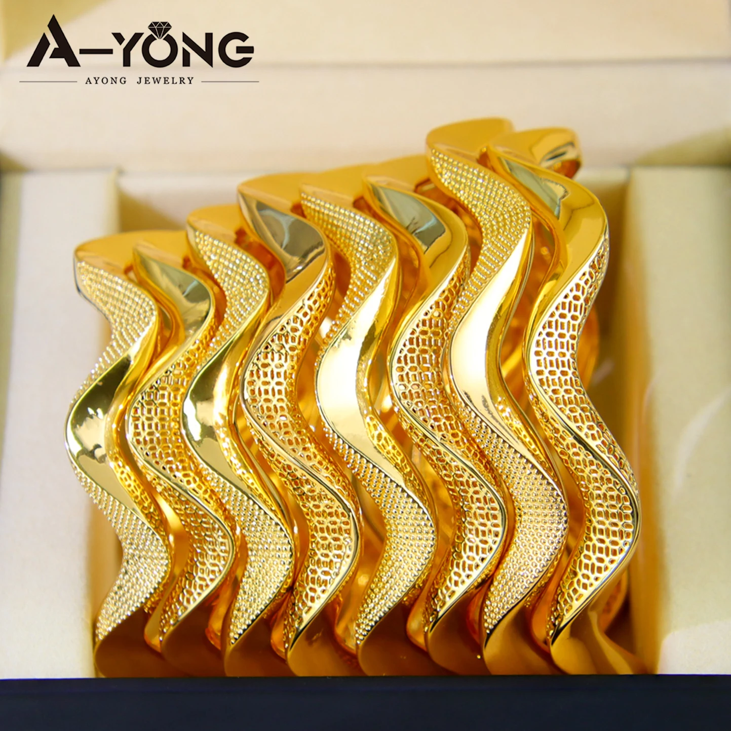 Algeria Wedding Bracelet 21k Gold Plated Luxury Irregular Gold Color Cuff Bangles Nigeria Egypt Women Engagement Party Jewelry