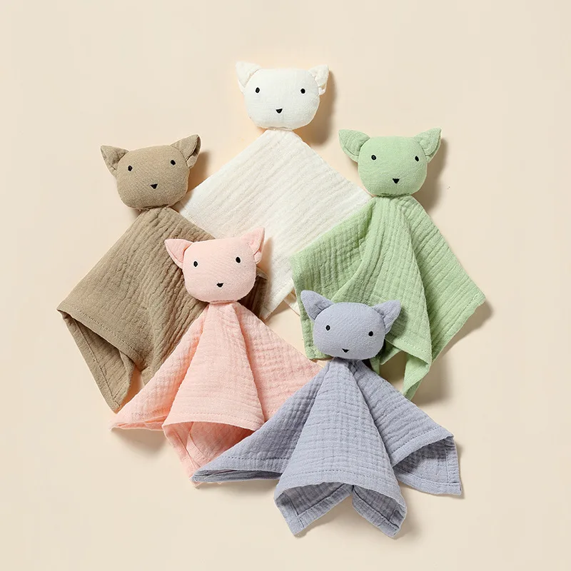 

New Baby Cotton Muslin Comforter Blanket Newborn Sleeping Dolls Cute Bear Kids Sleep Toy Soothe Appease Towel Bibs Saliva Towel