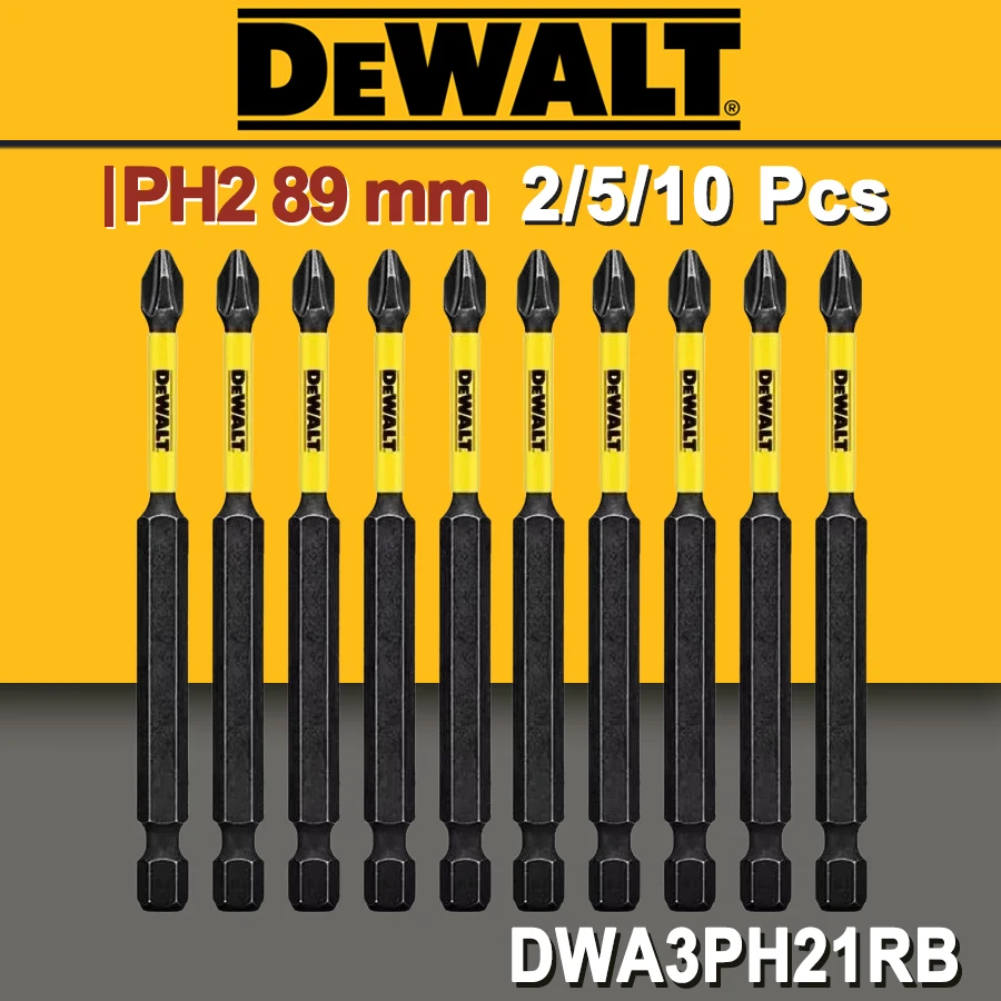 DEWALT 2/ 5/10 Pcs Original Impact Resistant Drills 89mm PH2 High Hardness Cross Bits for Power Drilling NO.DWA3PH21RB