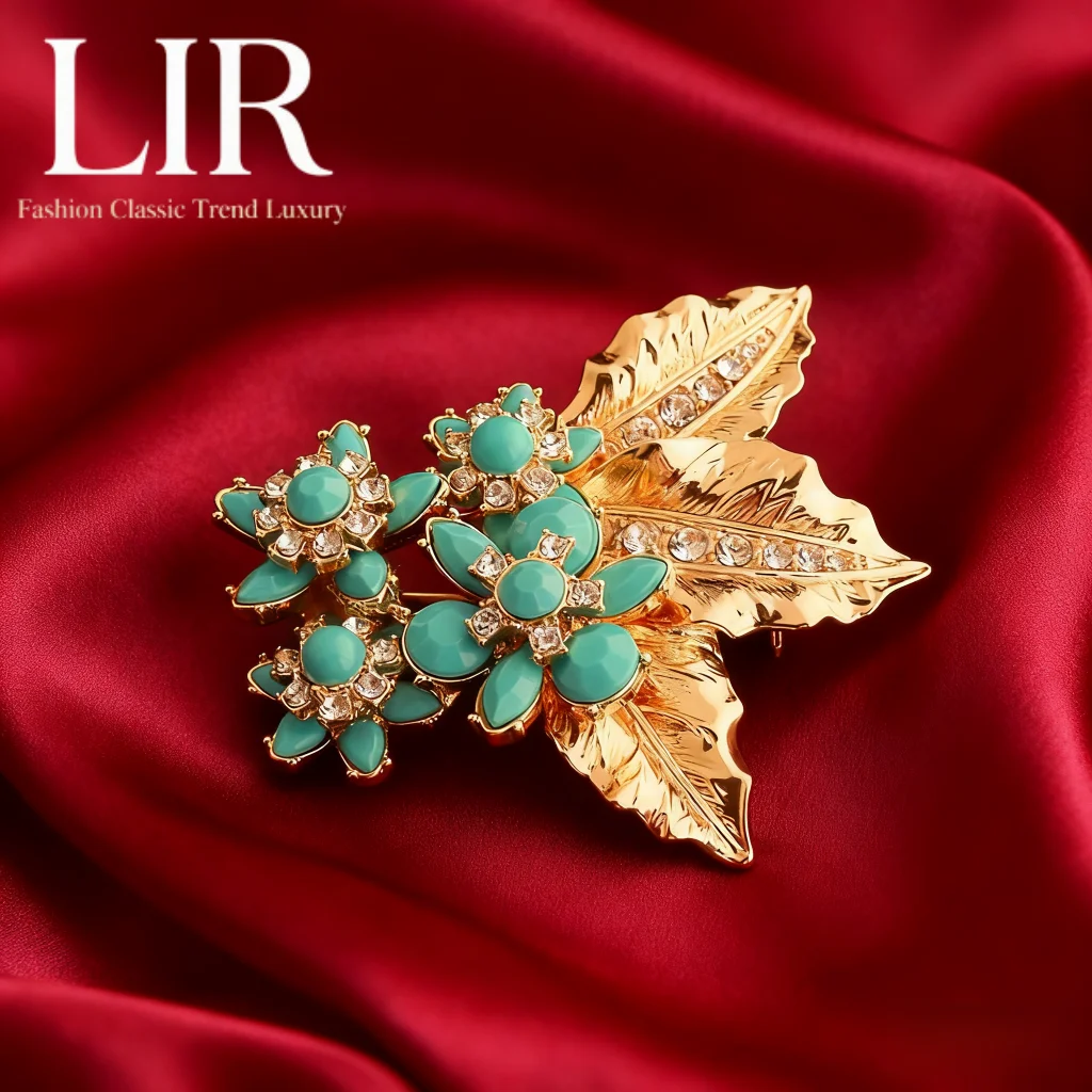 بروش LIR New INS Style: زهرة نباتية لامعة من الزركون AAA | سترة السترة طوق دبوس العصرية #1
