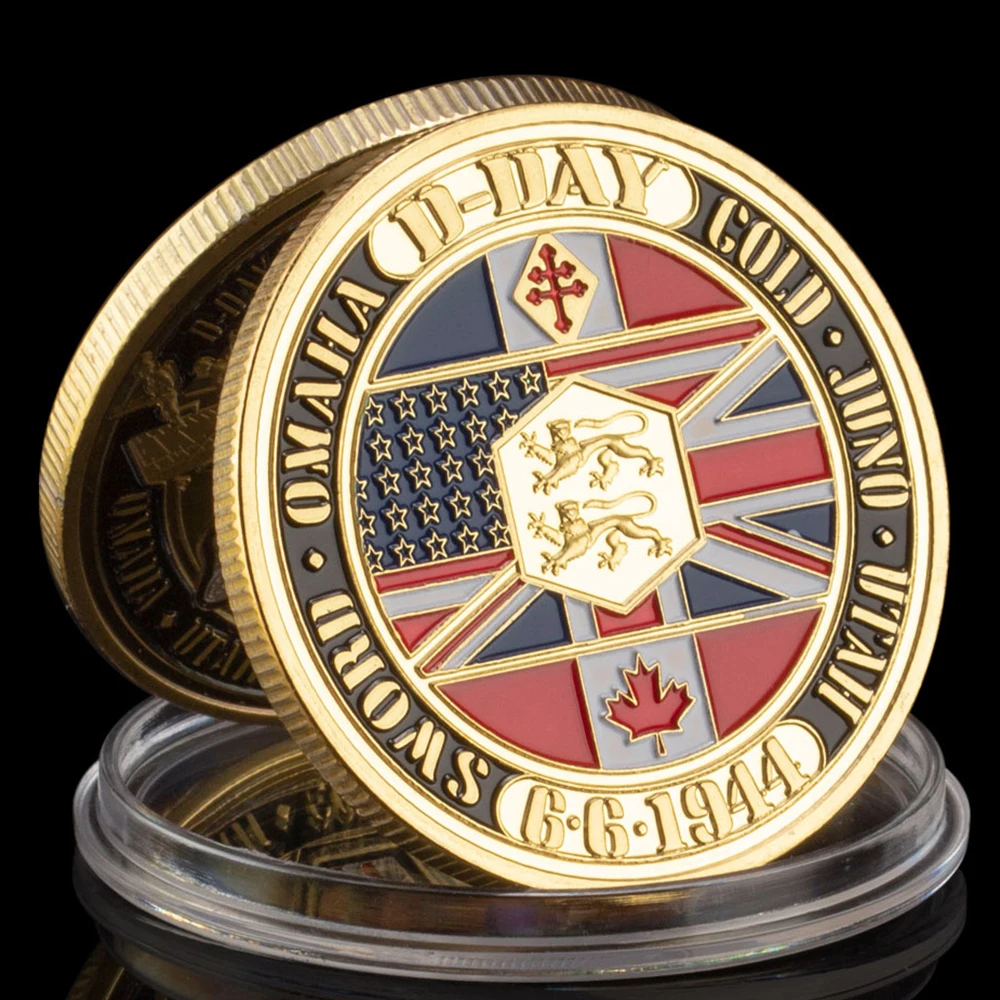 WWII 1944.6.6 D-Day Normandy War II 70th Anniversary Metal Challenge Coins Collection Victory Gold Plated Commemorative Coin