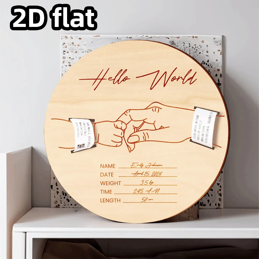 حامل سوار مستشفى الطفل الخشبي المقطوع بالليزر عنصر واحد، تذكار لحديثي الولادة منقوش شخصيًا، هدية ميلاد مخصصة للأم