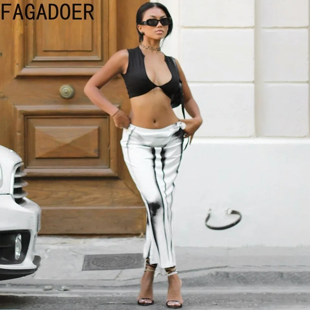 FAGADOER Fashion 3D Human Body Printing Skinny Skirts Women High Waisted Slim Streetwear Sexy Female Matching OL Clothing 2023