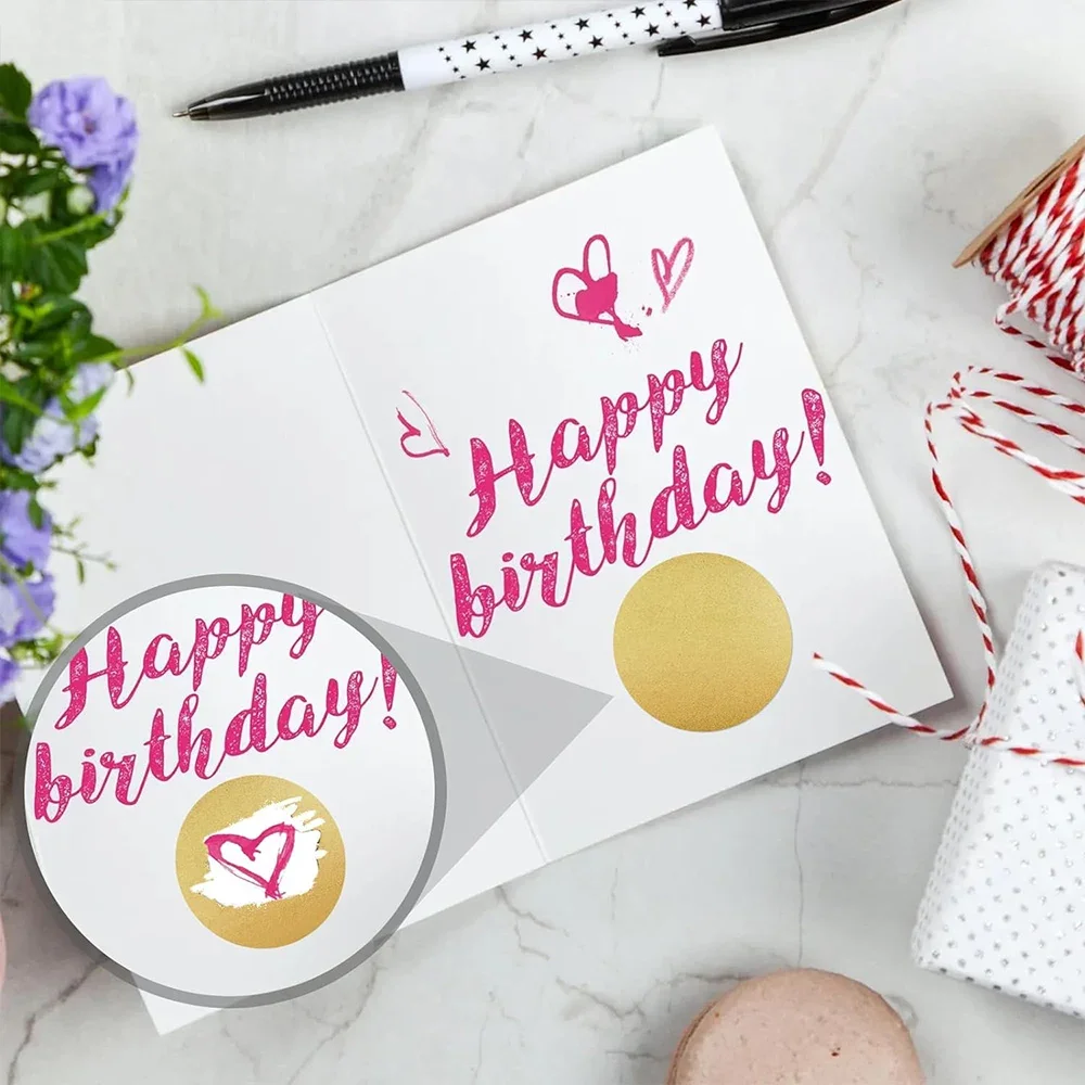 300Pcs/Roll Golden Scratch Off Stickers 1 Inch Labels Sticker Ronde Vorm Geschenkpakket Afdichting Stickers Briefpapier Decor Etiketten