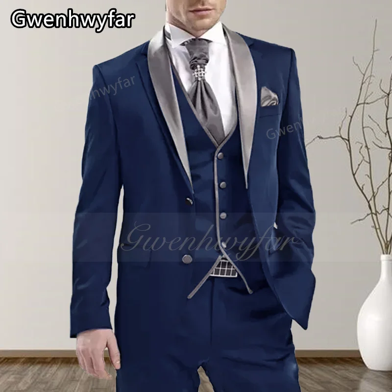 

Gwenhwyar 2025 Newest Fashion Navy Blue Costume Homme Business Mens Suit Wedding Suit For Men Ternos Masculinos Slim Fit Tuxedos