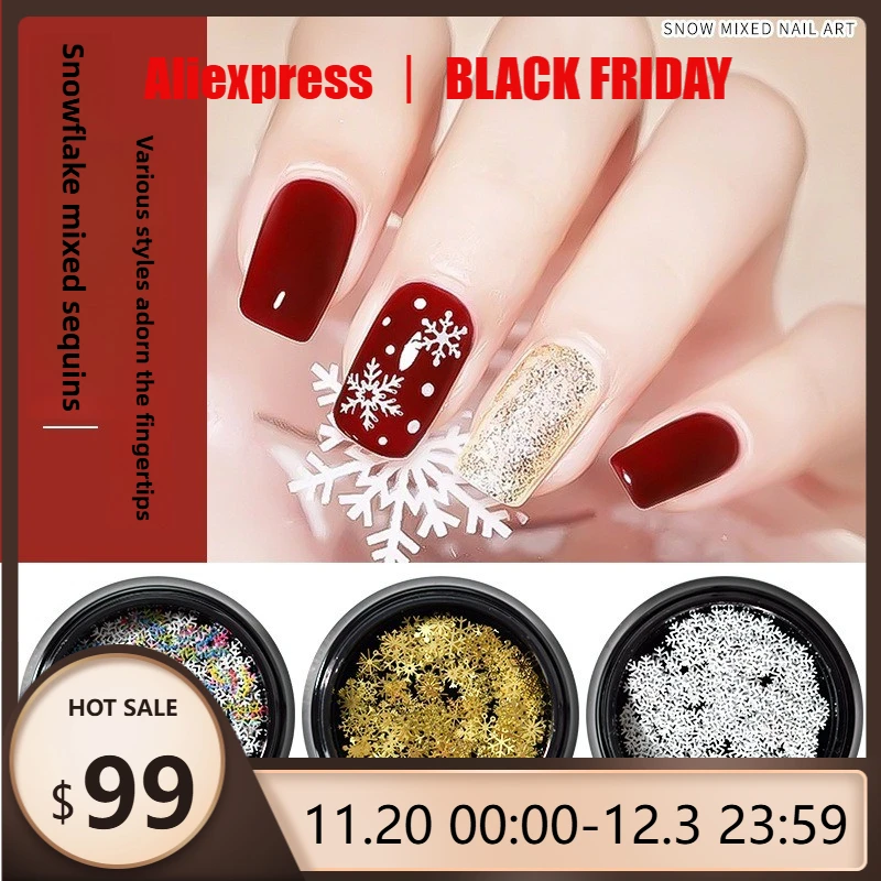 

1pcs Nail Art Accessory Christmas Snowflake Autumn/Winter Metallic Decal DIY Glitter Applique Suitable for All Nail Shapes