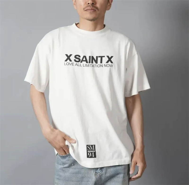 

Summer Vintage SAINT Mx6 SS26 Comfortable Versatile Letter Printed Casual T-shirt High Street Loose Cotton Washed Short Sleeve