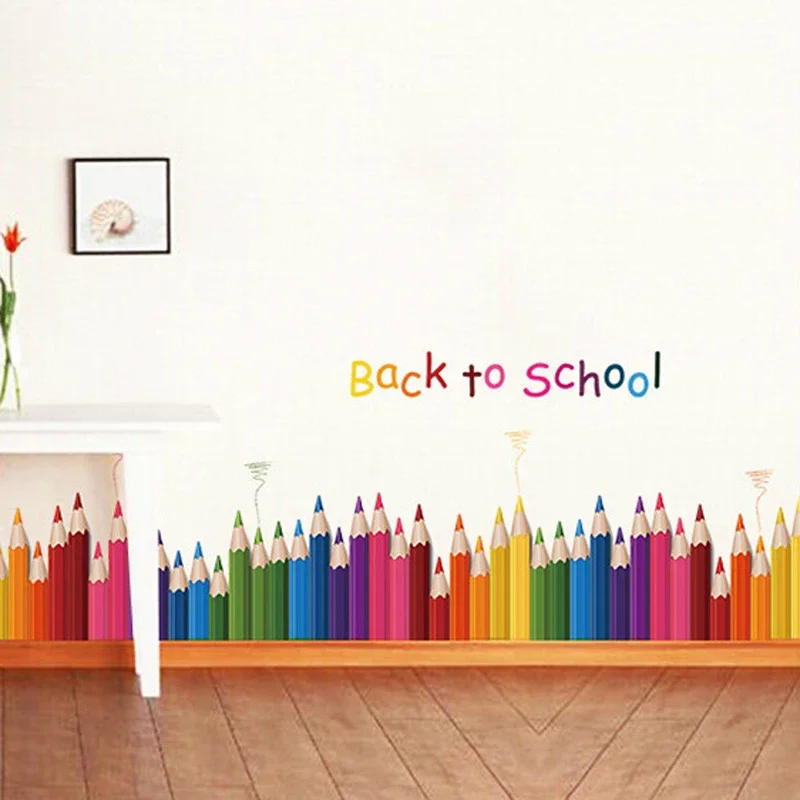 2024 DIY Colorful Pencils Back To School Wall Sticker Removable Vinyl Mural Art Decals Kindergarten Nursery Play Room Decoration