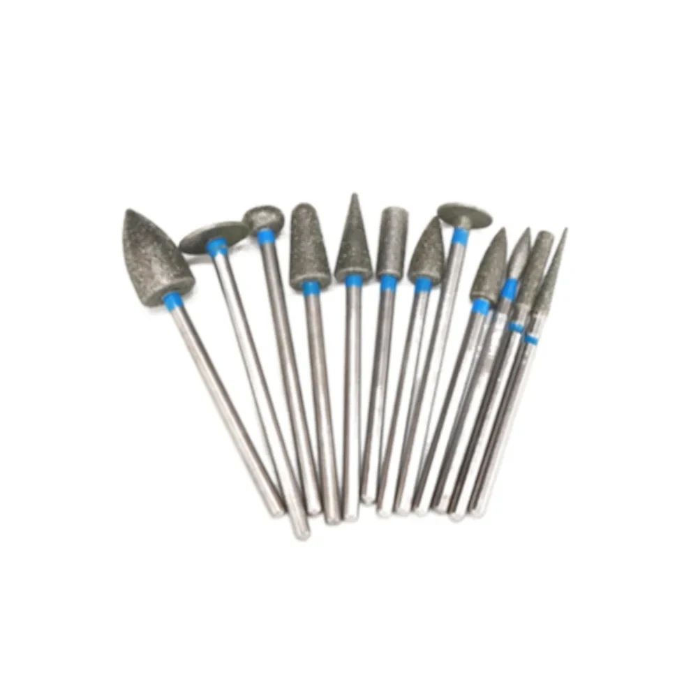 

12pcs Dental HP Diamond Drill Burs Kits Polishing Jewellery Trimming Drills 2.35mm Diameter Dentistry Instruments Tools