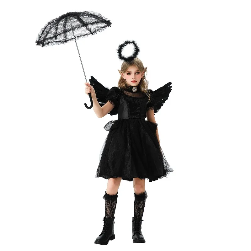 Disfraces de Halloween para niños, vestidos de vampiro ángel demonio para padres e hijos, ropa de actuación de baile de Jazz y bruja