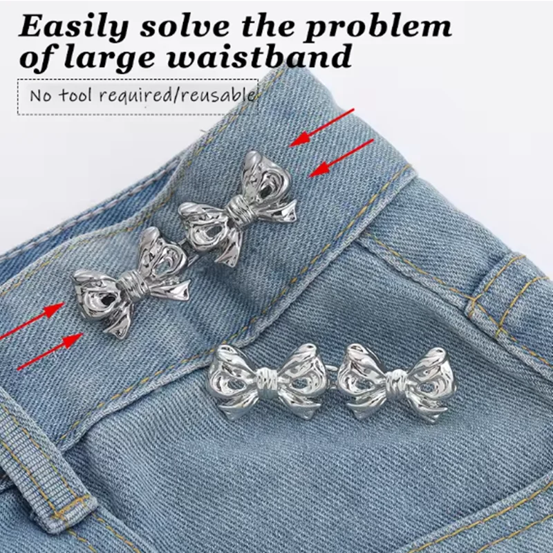 1Set Pant Waist Tightener Adjustable Waist Buckle Set Extra Button for Jeans to Make Tighter Button Adjuster for Pants