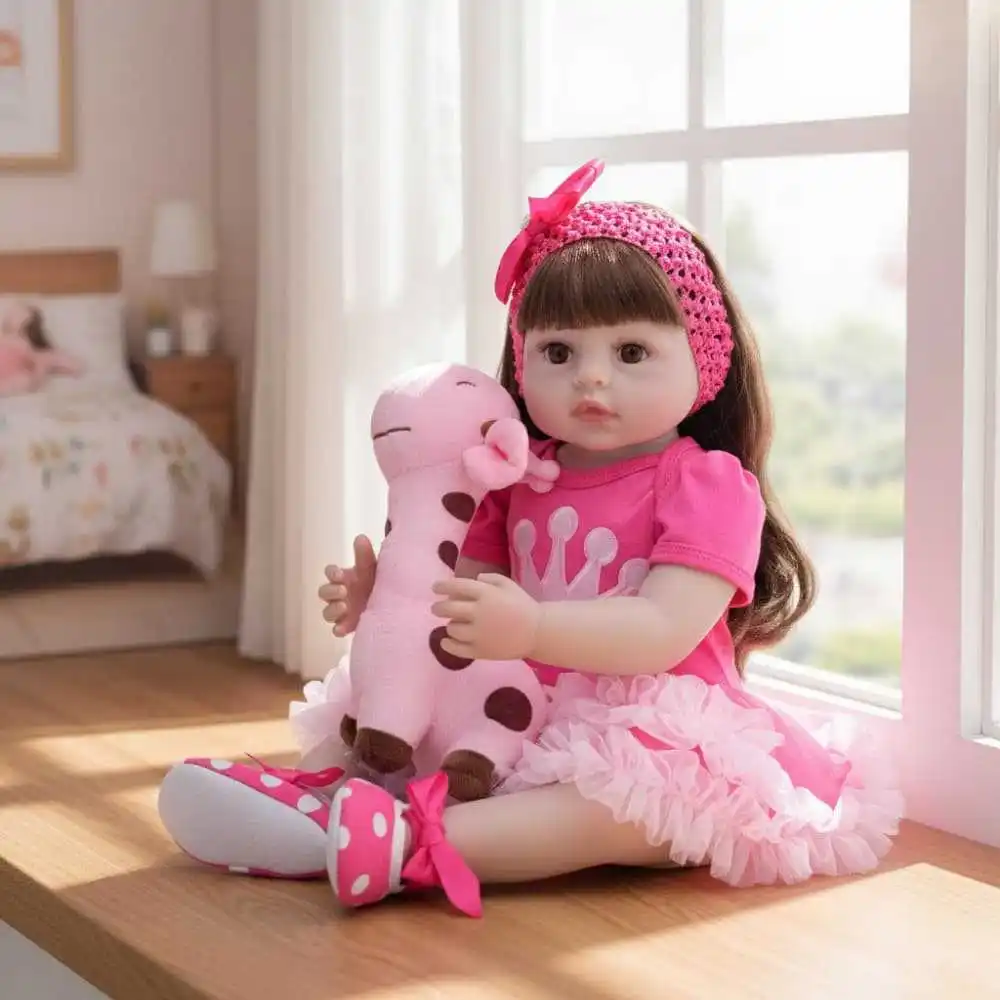 55cm Soft Vinyl Reborn Doll Lifelike Newborn Doll Dress Up Play House Toy
