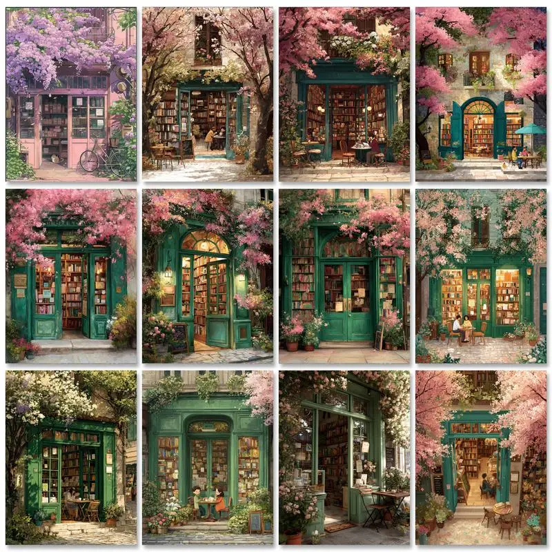 

GATYZTORY Hand Painting Flower Shop Landscape Painting By Numbers Kit DIY Artwork Art Gift Home Decoration Gift