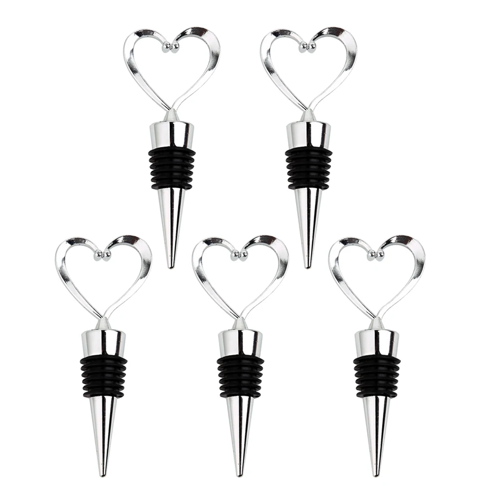 

5 Pcs Heart Shaped Stoppers Reusable Airtight Seals for Beer Soy Vinegar Bottles Plastic Food Grade Silicone