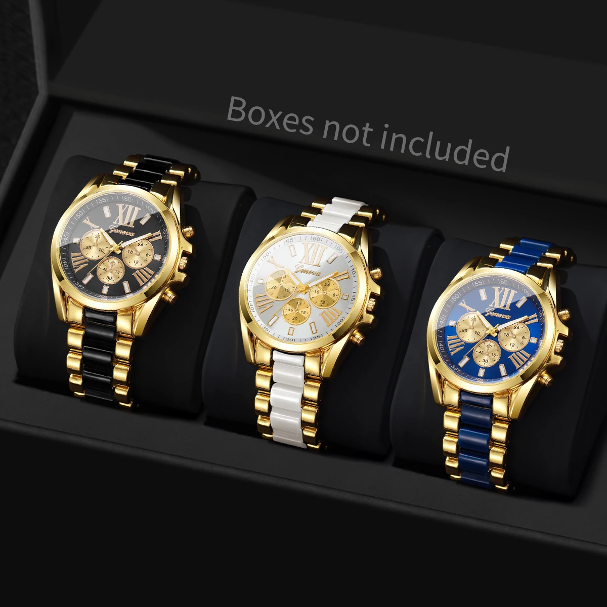2/3/4PCS Luxury Men Business Watches Set Fashion Three Eyes Roma Dial Quartz Wristwatch Reloj Hombre (Without Box)