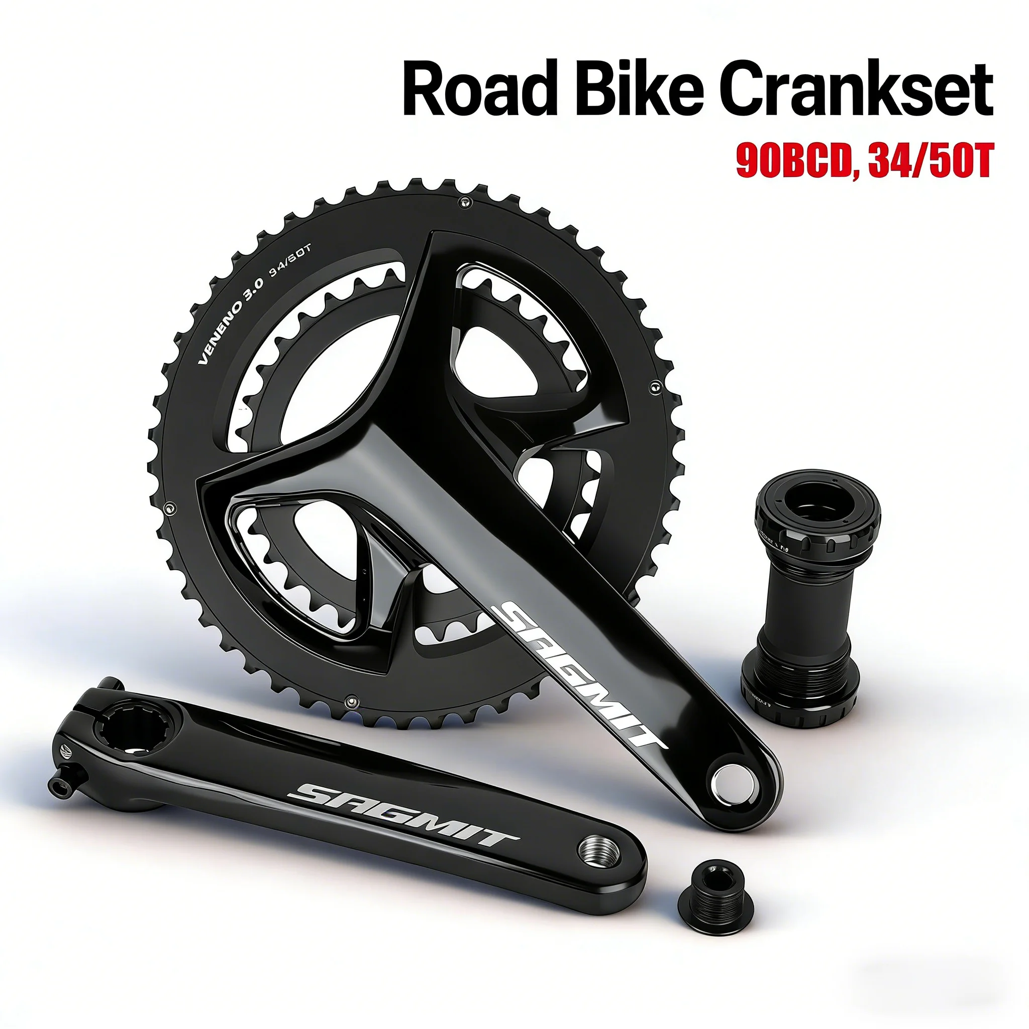 

Road Bike Crank Ultralight 11/12 speed crankset 90BCD dual disc 34/50T tooth disc 11 speed/12 speed highway integrated tooth di