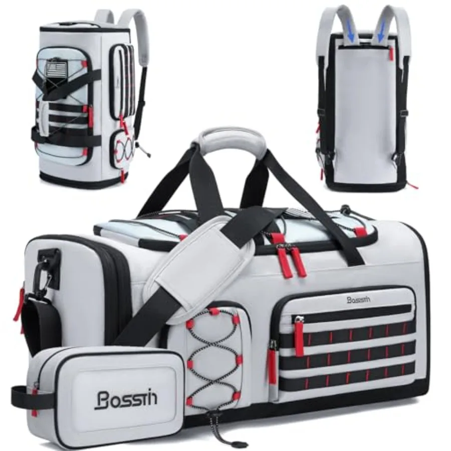 

Gym Bag for Men and Women 45L Travel Duffle Sports Duffel Bag Gym Weekender Overnight Backpack with Shoe Compartment Grey