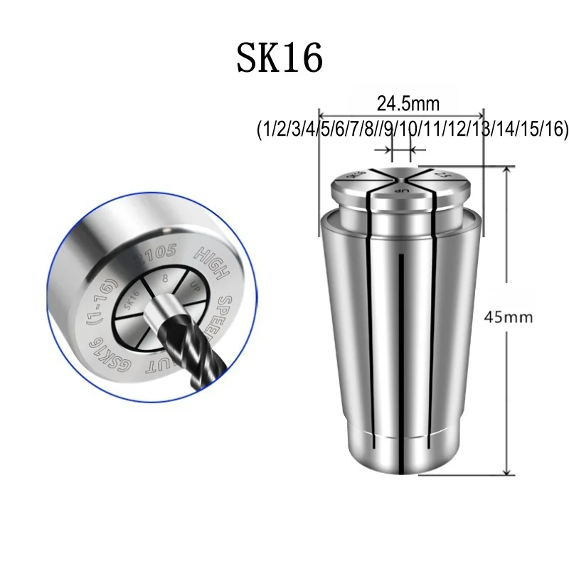 

SK16 Inner Diameter 1-16mm spring Collet hold chuck with standard collet for cnc milling lathe tool Engraving machine