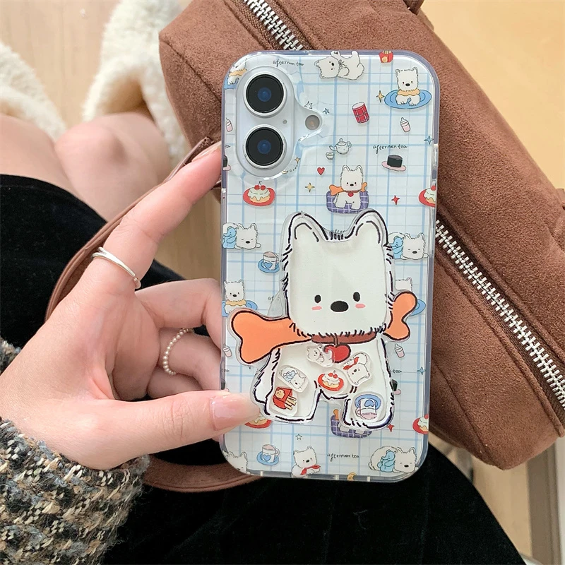 Korea Cartoon Cute Quicksand Puppy Griptok Bracket For iPhone 16 Samsung Universal Phone Accessories Phone Holder Grip Tok Stand - view 5