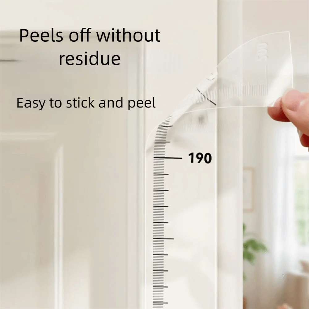 2M Height Height Measurement Sticker Self-adhesive Removable Height Measuring Tape Transparent Waterproof Unisex Growth Chart