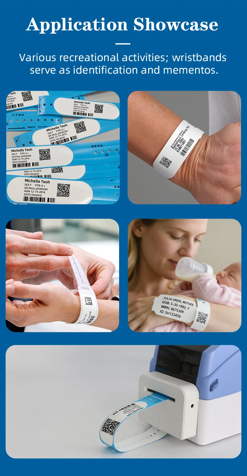 MASUNG Patient Identification Wristband Rolls Disposable Waterproof For Hospital Clinic Emergency Use