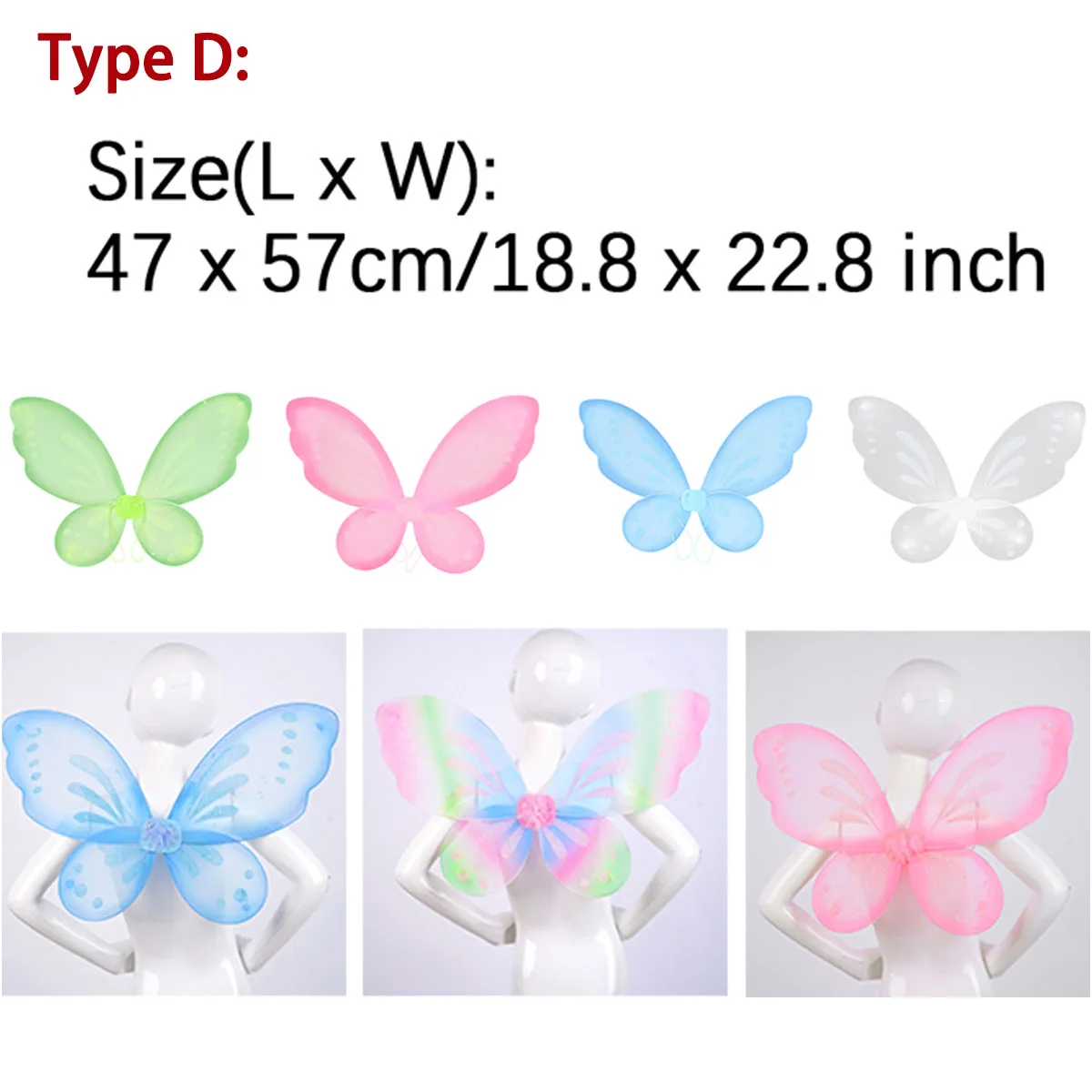 Kids Girls Fairy Elf Princess Angel Wings Halloween Party Cosplay Costumes Butterfly Wings Stage Performance Accessories