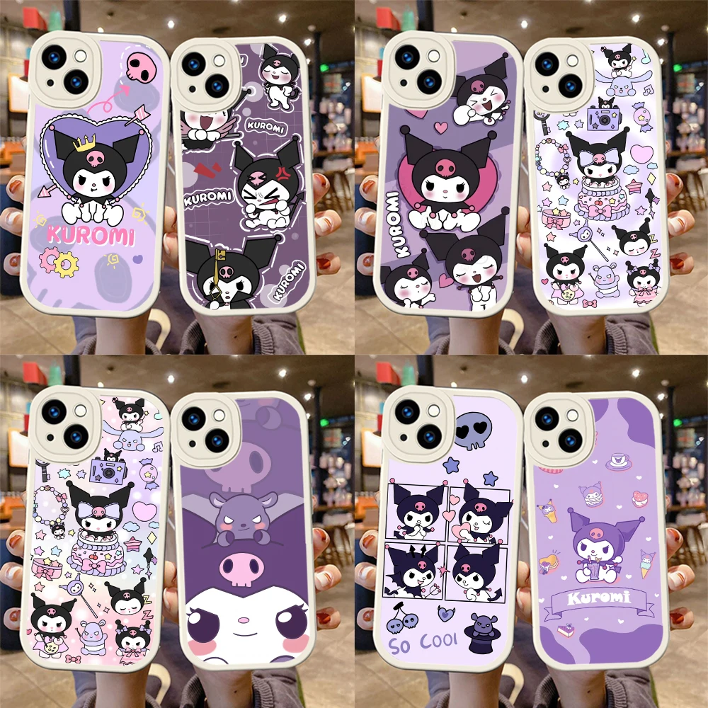 B114 cute Kuromi Soft Silicone Case for iPhone 15 Plus 14 13 12 11 X XS XR Pro Max Mini 8 7 Plus