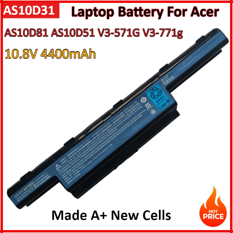 

AS10D31 10.8V 4400mAh Laptop Battery For Acer Aspire AS10D81 V3-571G V3-771g AS10D51 AS10D61 AS10D71 5741 5742 5551G 5560G