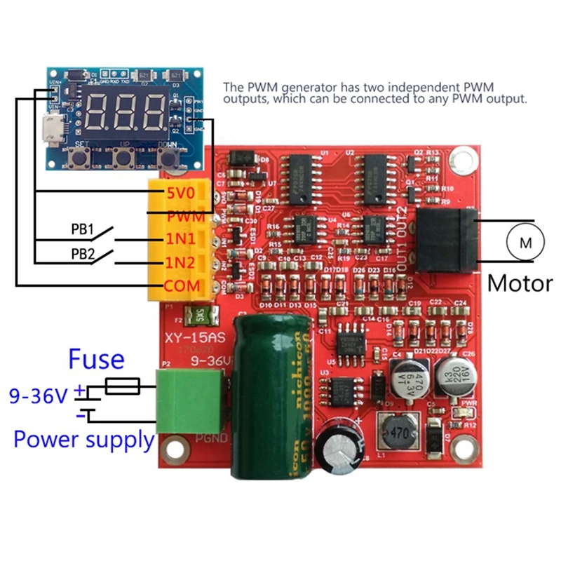 Gleichstrom motorantrieb platine 15a 6-36V Hochleistungs-Industrie-PWM-Drehzahl regelung PWM-DC-Drehzahl regler modul