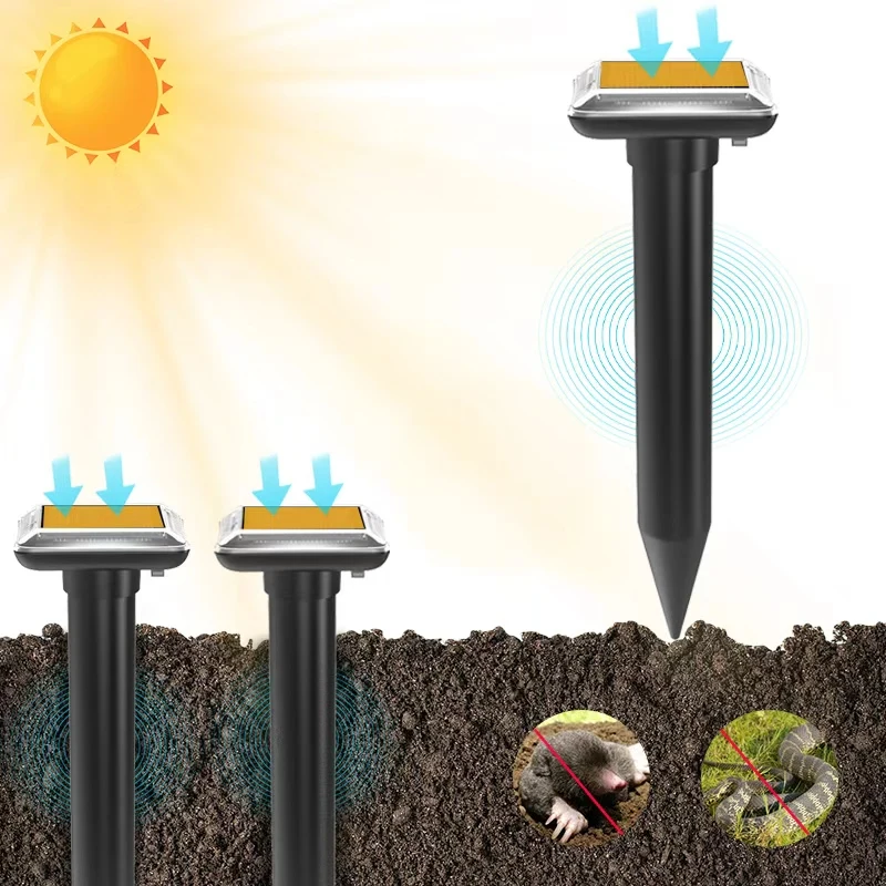 طارد فأر خارجي يعمل بالطاقة الشمسية P66 مقاوم للماء، مناسب للساحات والحدائق والمزارع