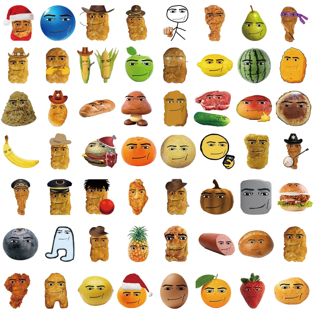 58PCS Robloxs Face Winning Smile Chicken Nugget Meme Stickers Aesthetic Phone Laptop Motorcycle Phone Gifts Wall Sticker image 6