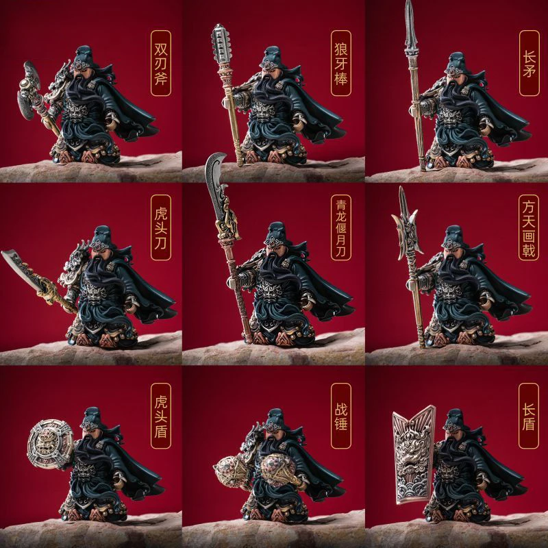 مجموعة مكعبات بناء مغناطيسية فاخرة في علبة هدايا، تمثل الجنرال غوان يو من عهد الثلاث ممالك، مع شخصيات معدنية قابلة للفك