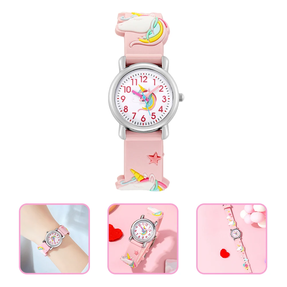 

Kids Watch Unicorn Shaped Cartoon Pink Children's Watch Precise Movement Smooth Surface Adjustable Student Wristwatch
