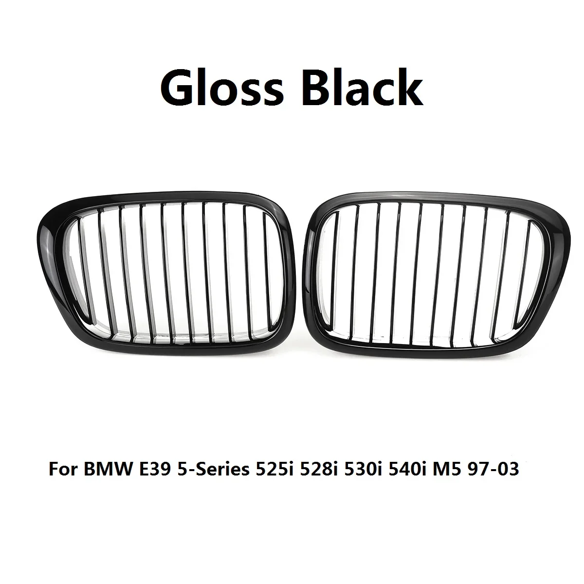 Griglia nera lucida per cofano anteriore per auto griglia griglie per reni griglia da corsa per BMW E39 serie 5 525i 528i 530i 540i M5 1999-2003