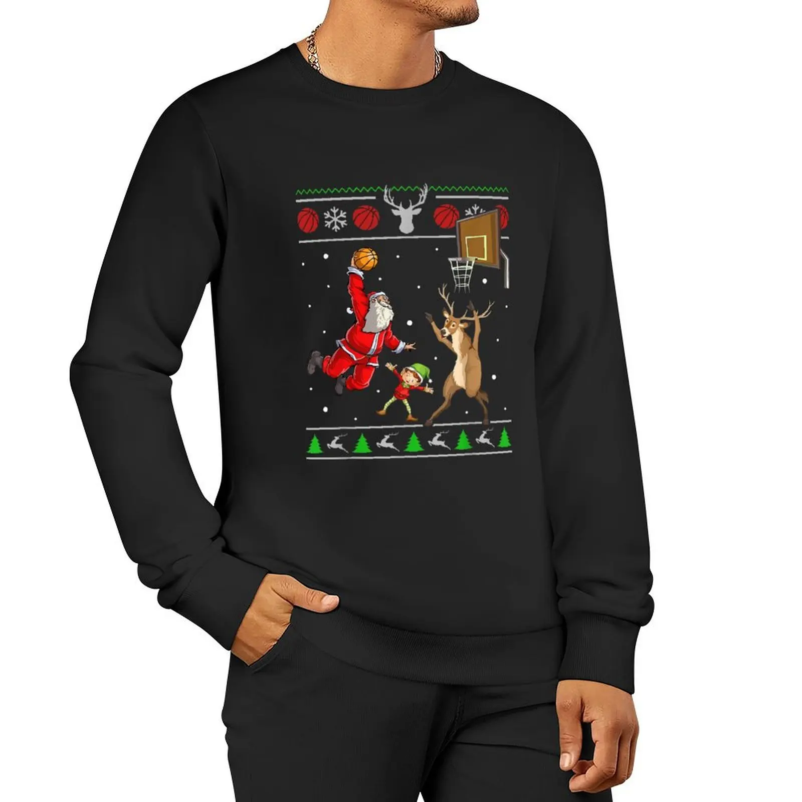 Snowtorious basketball christmas ugly sweater dunking santa Pullover Hoodie men's coat autumn blouse sweatshirt male