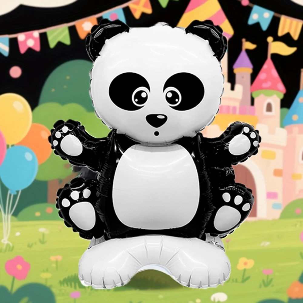 2 Stück Panda Cartoon geformte Aluminiumfolie Ballon Tier Ballon Geburtstagsfeier Dschungel Party Dusche Dekoration – Detail 4