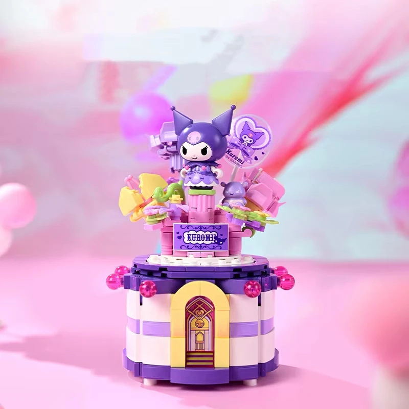 Anime Melody Black Beauty Cinnamoroll Hello Kitty Boneka Aksi Bola Kristal Kotak Musik Mainan Hadiah Natal Mainan Anak-anak Kartun