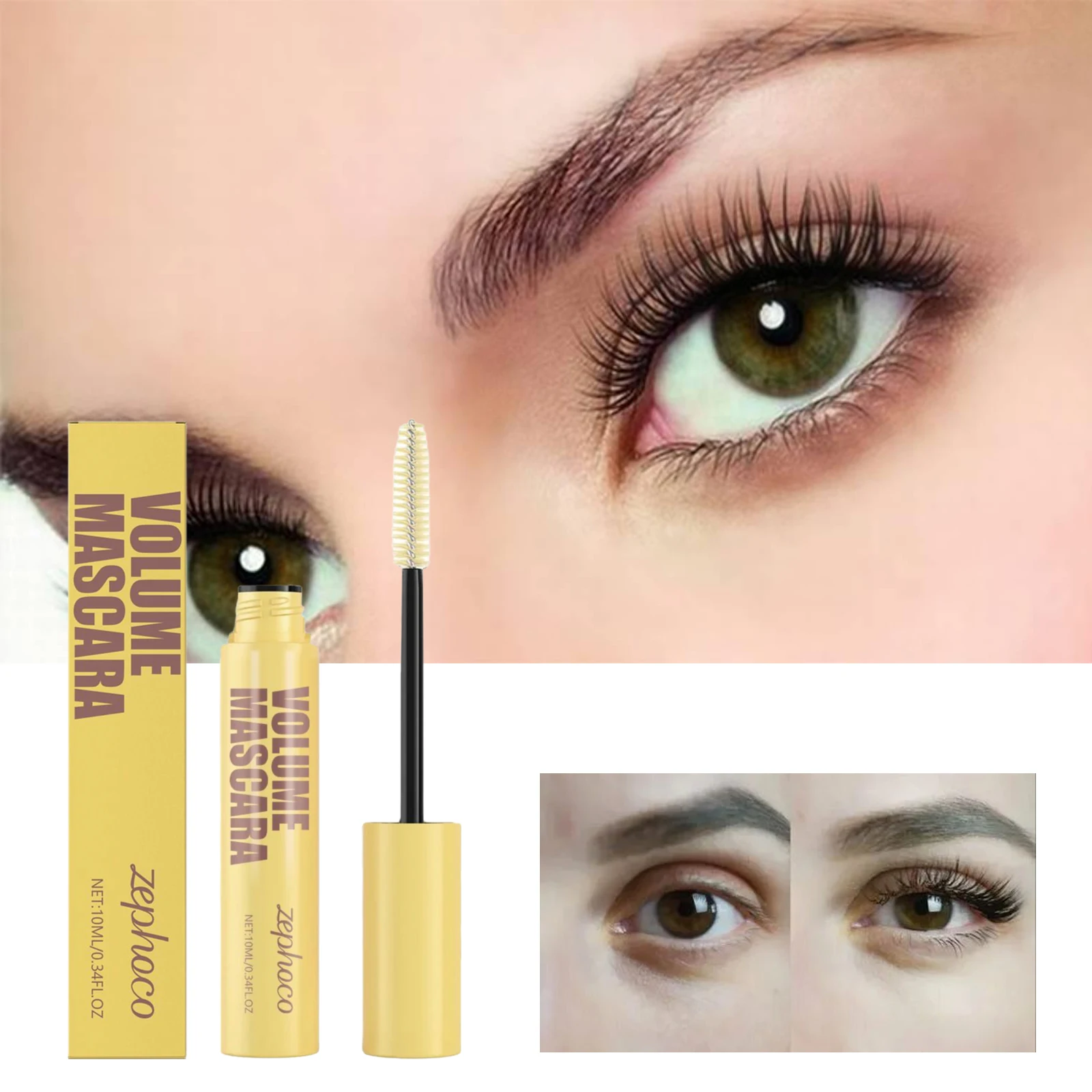 

ZEPHOCO Mascara Volume Eyelash Curl Thickener Strengthen Eyelash Mascara Lengthening Waterproof and Sweatproof Eye Care Makeup