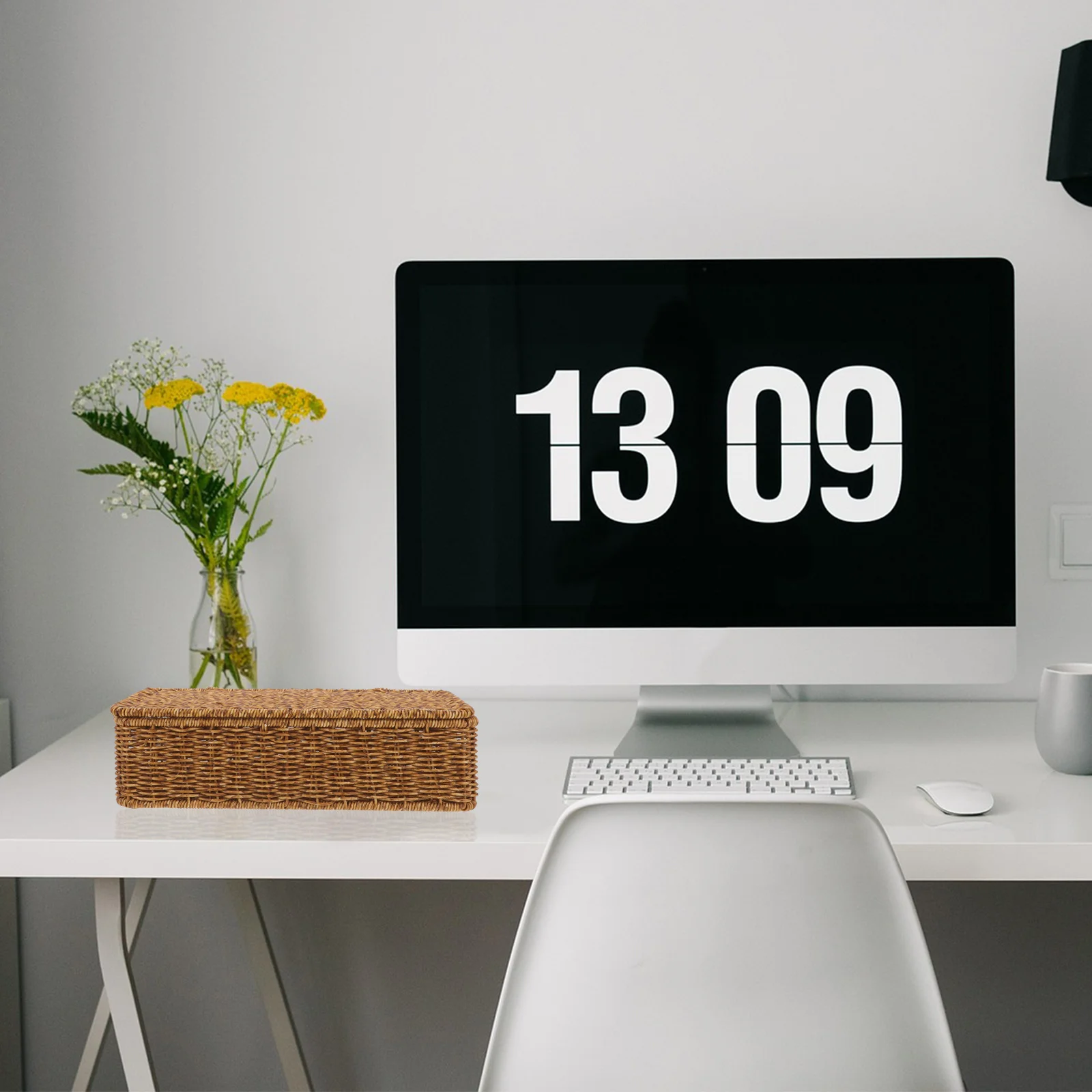 

Portable Imitation Rattan Storage Box Multipurpose Basket Rustic Woven Organizer for Family Use Gift Packing Decorative Basket