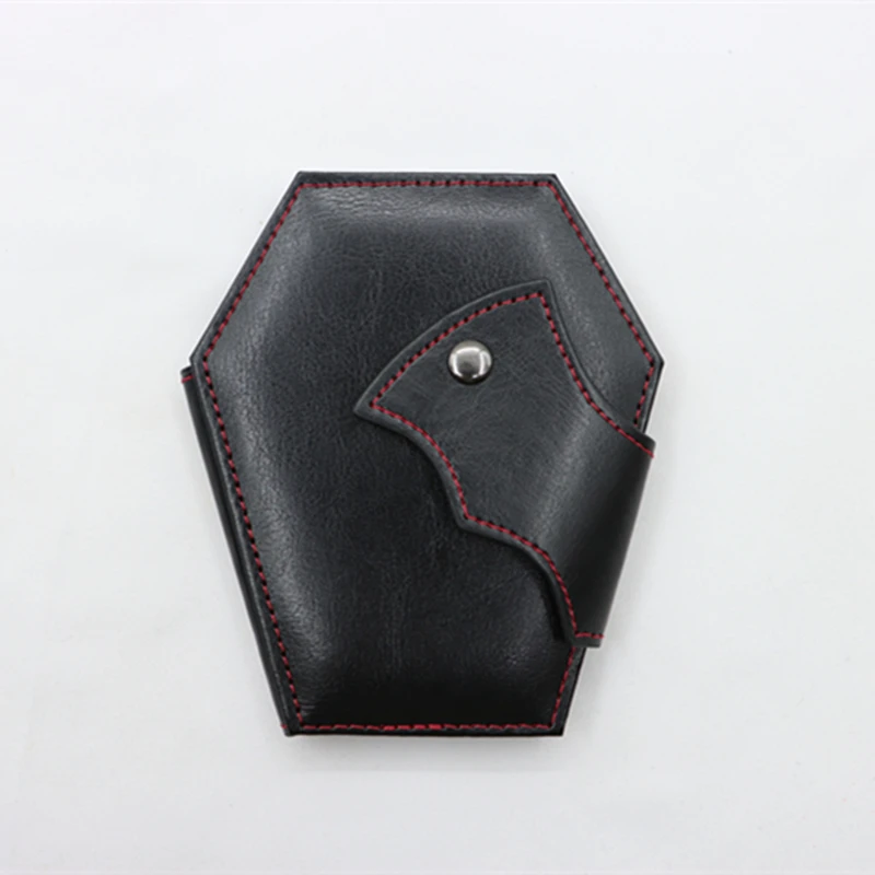 Coffin Card Wallet, Halloween Card Holder Folded Pocket Wallet, Hand stitched Faux Leather，Bat wing Card Wallet