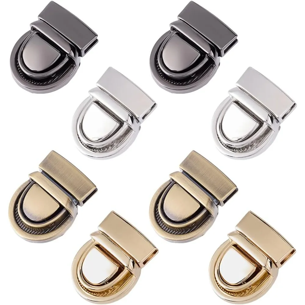 

4Colors 8pcs Tuck Lock Clasp Catch Purse Thumb Lock Clasp Purse Clutch Buckle Fasteners Wallet Buckle Alloy Hardware Clip Clasp