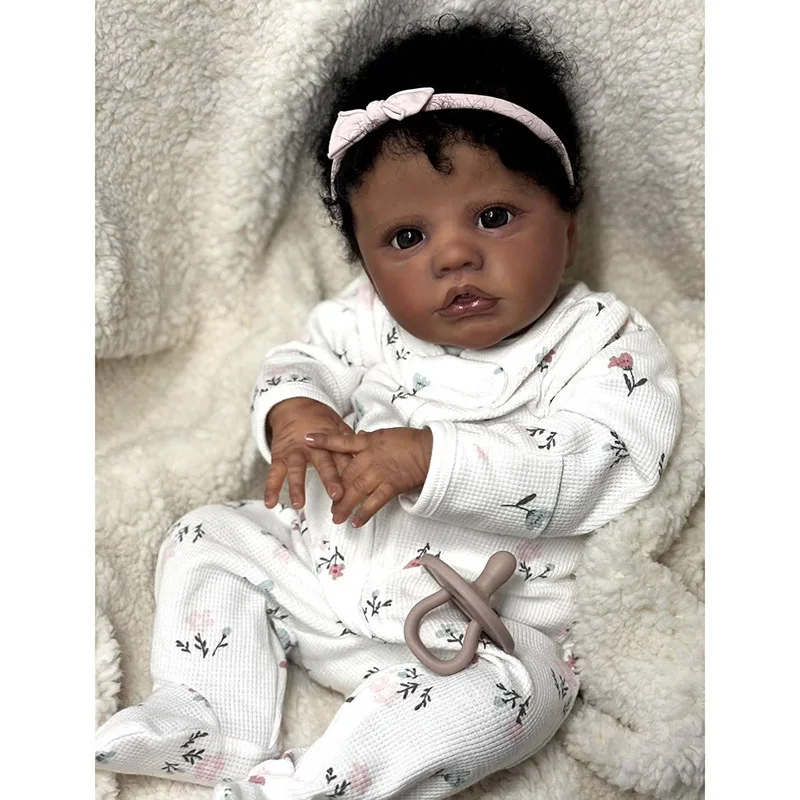 NPK 18 ''hecho a mano piel oscura bebé Reborn Primrose despierto cuerpo de algodón realista tacto suave muñeca bebé regalo de Navidad para niños