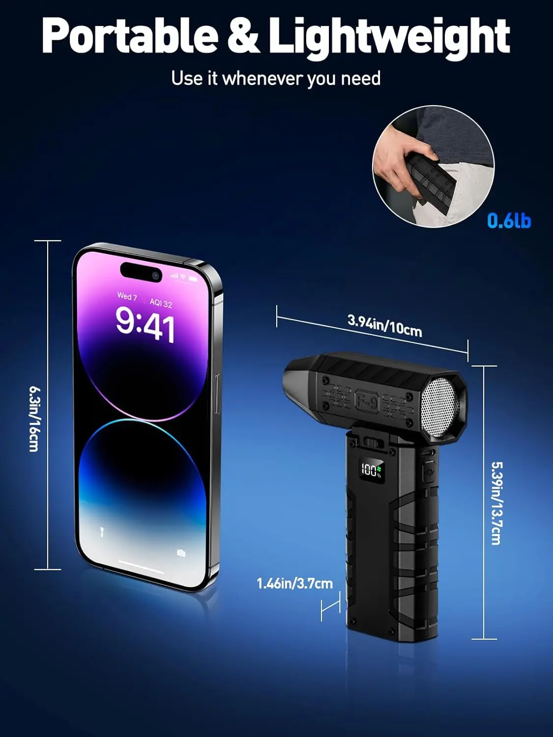 منفاخ هواء مضغوط 130K RPM منفاخ كهربائي لاسلكي مع ضوء LED، قابل للتعديل وقابل لإعادة الشحن للوحة المفاتيح والإلكترونيات والسيارة