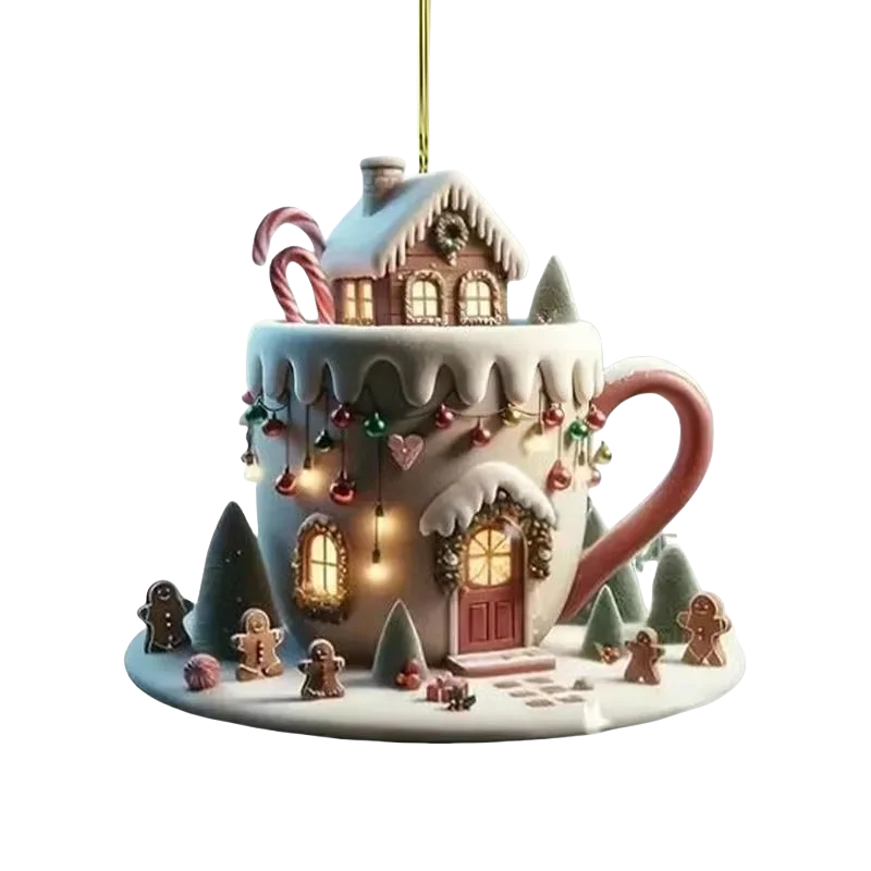 2D فنجان القهوة حلية مجموعة شجرة الحجم قلادة الديكور 8 سنتيمتر شجرة الحلي للهدايا 2026 ربيع السنة الجديدة لوازم الحفلات الحدث