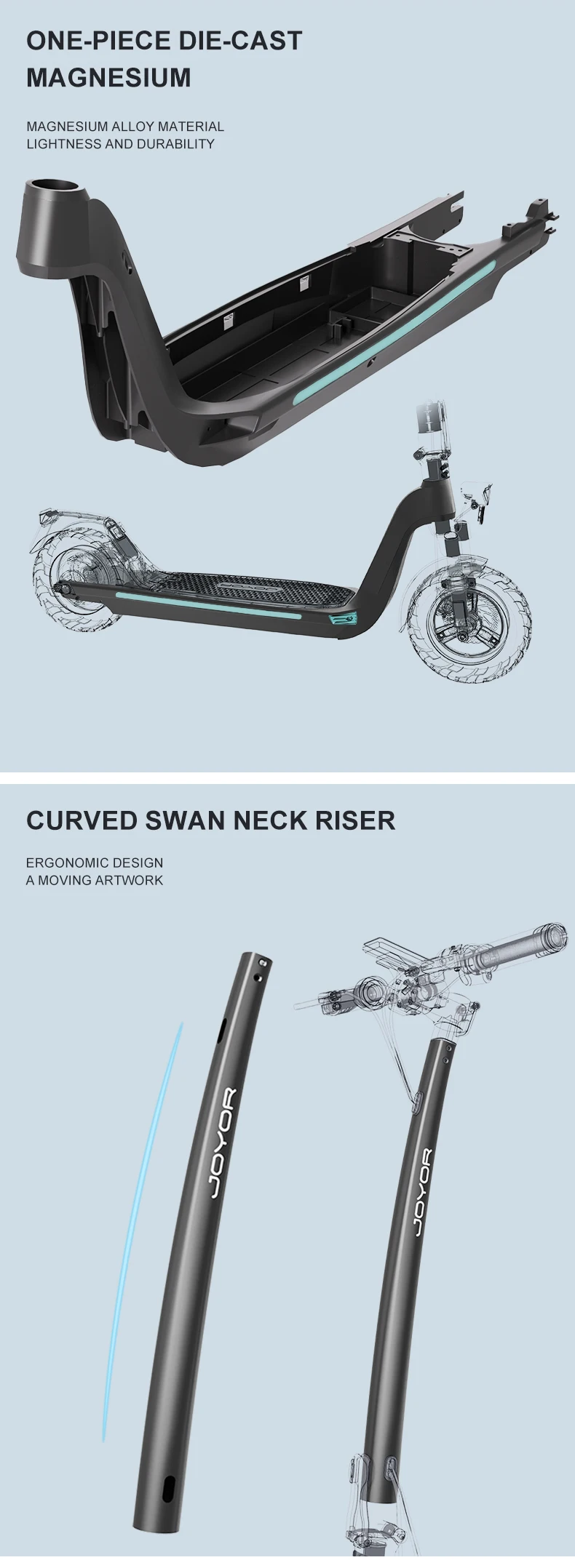 JOYOR C10 Elektroroller 48V 10,4Ah E-Scooter 30-50km Reichweite 10'' Reifen Faltbarer Elektroroller 120kg Traglast – Detail 8