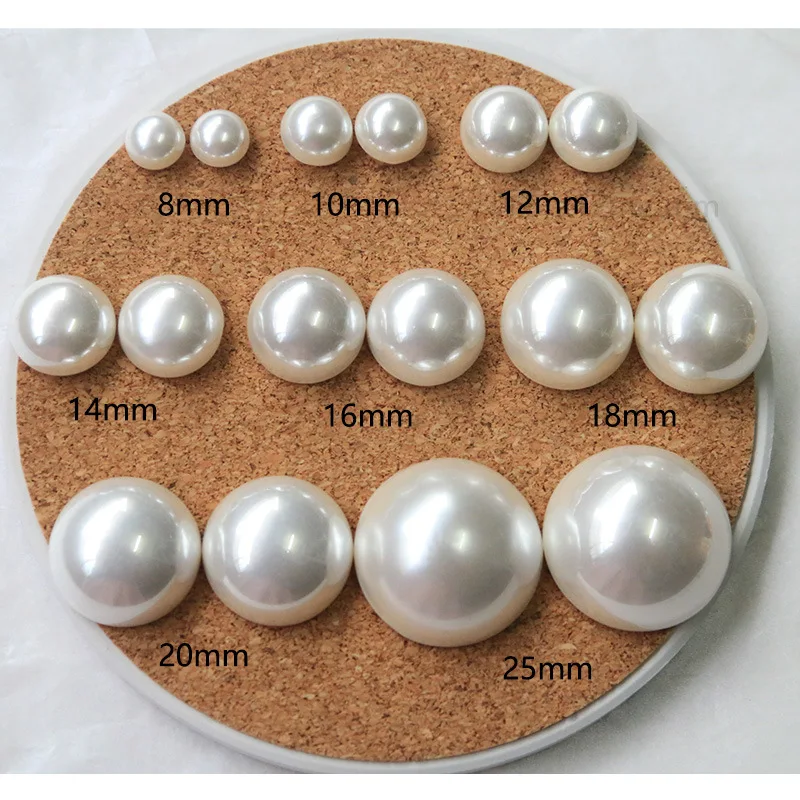 5pcs Imitation Pearl Silver Round Flatback Cabochon Material Diy Earrings Hairpin Accessories Embellishments for Scrapbooking